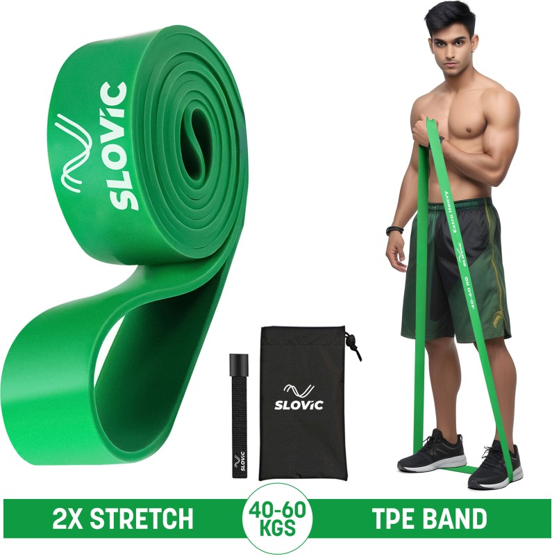 Slovic Resistance Tpe Bands For Workout | Pull Up Band | Loop Band | Heavy Duty Fitness Band(Green, Pack Of 1)