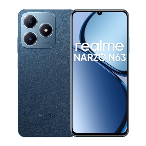 Realme Narzo N63 (Leather Blue, 4Gb Ram+128Gb Storage) 45W Fast Charge | 5000Mah Durable Battery | 7.74Mm Ultra Slim | 50Mp Ai Camera | Ai Boost