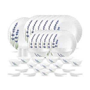 La Opala, Novo Collection, Opal Glass Dinner Set 35 Pcs, English Lavender, White