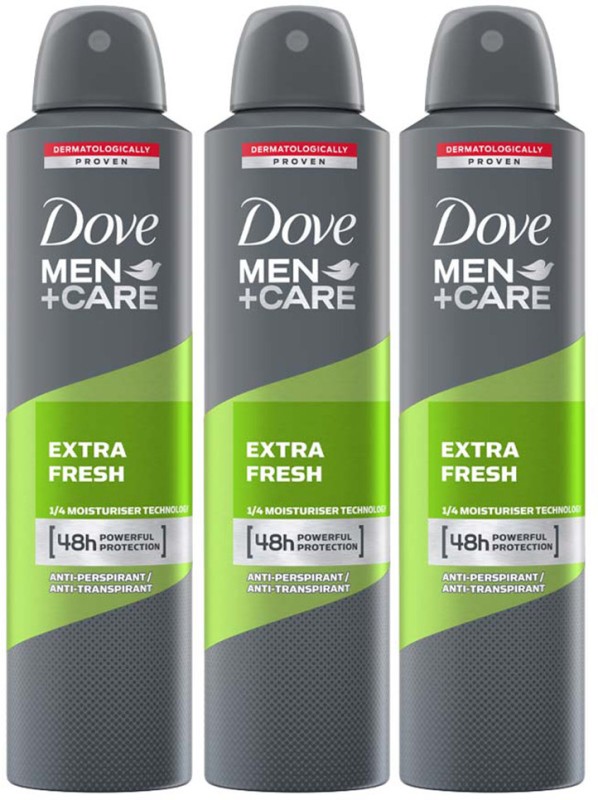 Dove Men+Care Extra Fresh Dry Spray Antiperspirant Deodorant (Pack Of 3) Deodorant Spray  –  For Men(750 Ml, Pack Of 3)