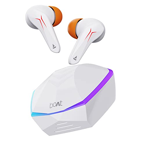 Boat Immortal 121 In Ear Tws Earbuds With Beast Mode(40Ms Low Latency) For Gaming, 40H Playtime, Blazing Leds, Quad Mics Enx Signature Sound, Asap Charge(10 Mins= 180 Mins)(White Sabre)