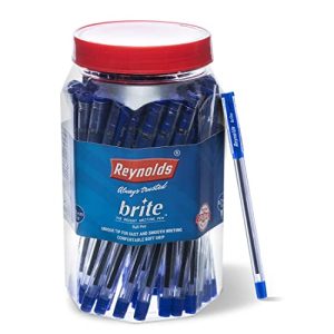 Reynolds Brite Bp – 50 Count Blue | Ball Point Pen Set With Comfortable Grip | Pens For Writing | School And Office Stationery | Pens For Students | 0.7 Mm Tip Size