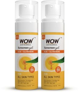 Wow Skin Science Sunscreen – Spf 55 Pa++++ Sunscreen Gel For All Skin Types|With Glutathione & Aloe Vera Extract |Pack Of 2(100 Ml)