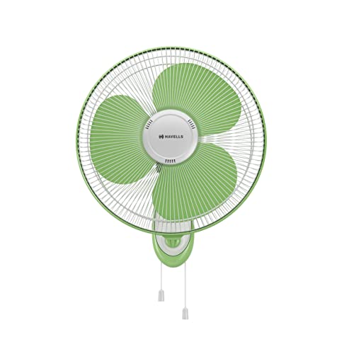 Havells Gatik Neo 400Mm Wall Mounted Fan | High-Performance, Wall Fan For Kitchen & Home, Smooth Oscillation, 100% Copper Motor | 3-Speed Control, 2-Year Warranty | (Pack Of 1, White Green)