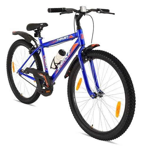 Avon Buke Bicycles Thrust 26T Mtb Cycle For Adults | Wheel Size:26 Inches | High-Tensile Steel Frame:17.5 Inches | Rigid Fork | Caliper Brake | Steel Rim | Mudguards & Bottle | Matt Gloss Finish(Blue)