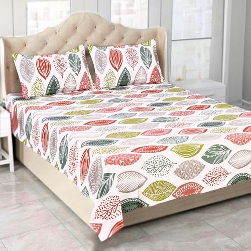 Status Contract Spring Summer Collection-2024 Cotton Rich Double Bedsheet With 2 Pillow Covers For Bed Room, Home, Hotel-120 Gsm (Floral)