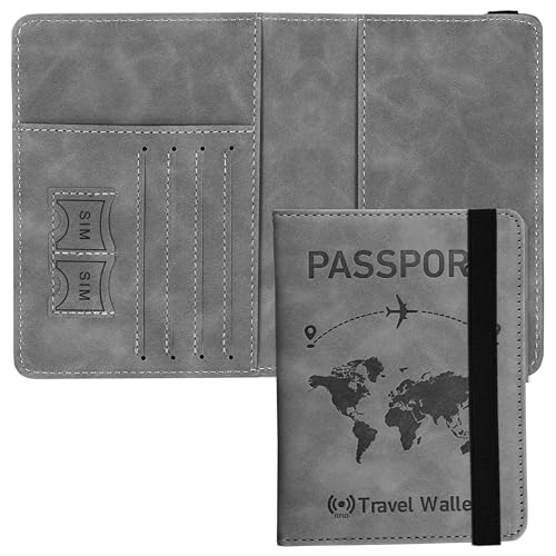 Dahsha Grey Rfid Blocking Pu Leather Travel Passport Holder Cover Travel Wallet Organiser Passport Case Travel Document Organiser For Men & Women(14.8 X 11Cm)
