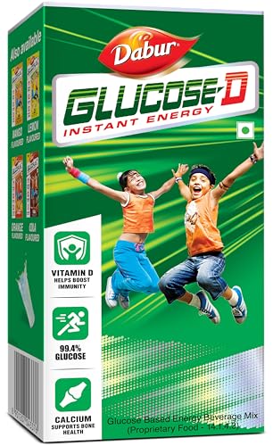 Dabur Glucose-D Juicy & Tasty – 1 Kg Powder (Carton) | Instant Energy Recharge With 99.4% Glucose | Vitamin D Boosts Immunity | Calcium Supports Bone Health