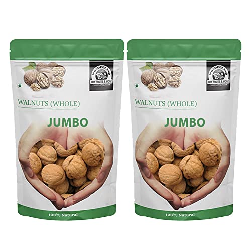 Wonderland Foods Dry Fruits California Natural Inshell Walnuts Akhrot | Latest Fresh Crop Inshell Walnut Akhrot 2Kg (1Kg X 2) Pouch | High In Protein & Iron | Low Calorie Nut | Healthy & Delicious