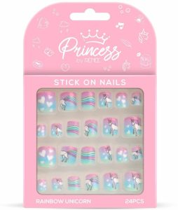 Renee Princess Stick On Nails, Rainbow Unicorn Nails Multicolor(Pack Of 24)