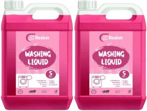 Erosket Washing Machine Liquid Detergent Top Load And Front Load -Pink (10 Ltr) Multi-Fragrance Liquid Detergent(2 X 5000 Ml)