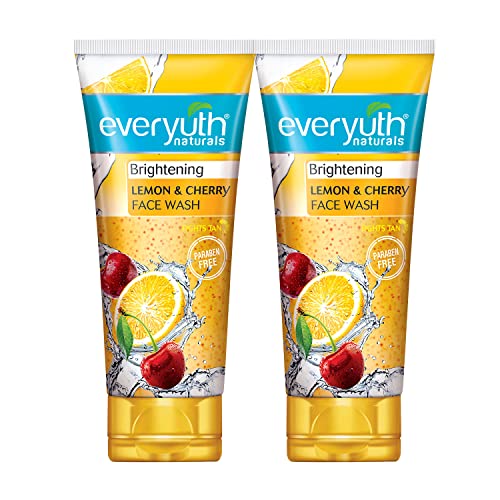Everyuth Naturals Brightening Lemon & Cherry Face Wash|Deep Cleansing, Oil Control & Tan Reduction|Simple Face Wash|Removes Dirt & Oil|100% Soapfree| For All Skin Types|Paraben Free – 150 G (Pack Of 2)