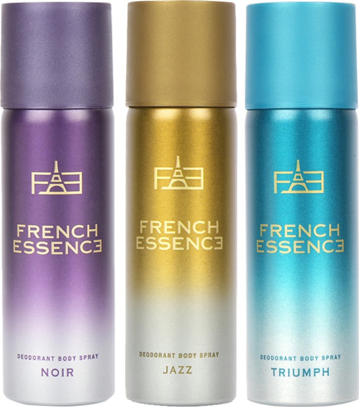 French Essence Combi Pack Of Jazz,Noir & Triumph 50 Ml Each Deodorant Spray  –  For Men(150 Ml, Pack Of 3)