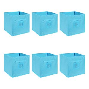 Amazon Brand – Solimo Fabric Storage Box, Small, Set Of 6, Medical Blue