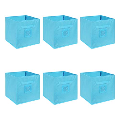 Amazon Brand – Solimo Fabric Storage Box, Small, Set Of 6, Medical Blue