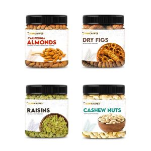 Farmcraves Premium Dry Fruits Combo Pack (1Kg) | Whole Almond (250G) + Cashew (250G) + Raisin (250G) + Anjeer/Fig (250G) |250G | Healthy Dry Fruit Snack Combo