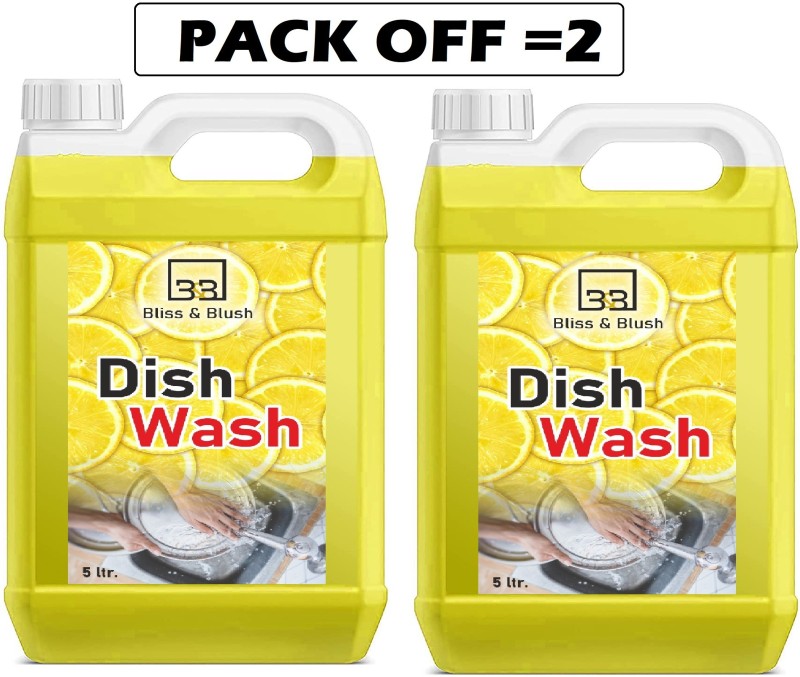 Bliss & Blush 10 Ltr Dish Wash Liquid Detergent With Lemon Foroil Off Kitchen Cleaner Dish Cleaning Gel(Lemon, 2 X 5 L)