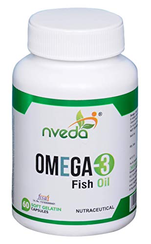 Nveda Omega-3-Fish-Oil 1000Mg For Men & Women, Omega 3 Fatty-Acid 60 Capsules With 180Mg Epa-Dha 120Mg For Healthy Heart, Eyes, Brain & Joints – Pack Of 1