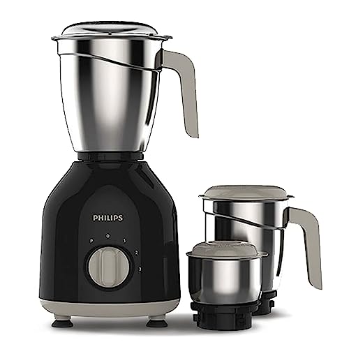 Philips Hl7756/01 750 Watt Mixer Grinder, 3 Stainless Steel Multipurpose Jars With 3 Speed Control And Pulse Function (Black)