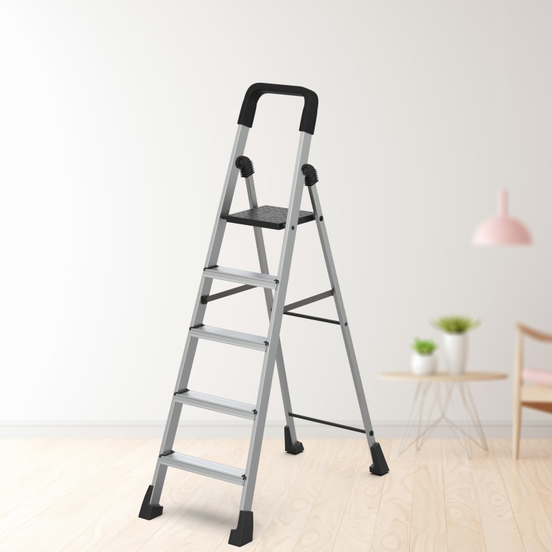 Asian Paints Trucare Home Superior 5-Steps Ladder, Foldable, Slip-Resistant, Aluminum Steps Aluminium Ladder(With Platform)