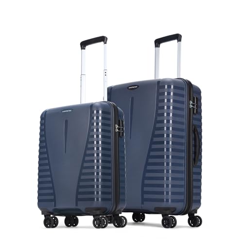 Aristocrat Airpro 2 Pc Set Cabin 55Cm(Small) Check-In 66Cm(Medium) Check-In 8 Wheels Trolley Bags For Travel Hard Case Luggage, Lightweight Bag With Combination Lock & 7 Years Warranty (Blue)