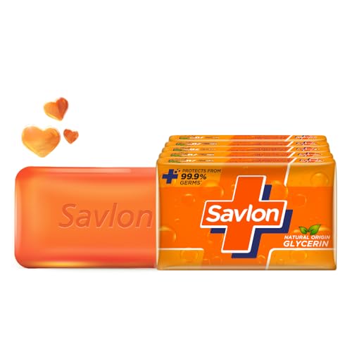 Savlon Moisturizing Glycerin Soap Bar With Germ Protection, 625G (125G – Combo Pack Of 5), Soap For Women & Men, For All Skin Types