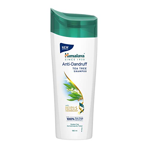 Himalaya Anti-Dandruff Tea Tree Shampoo, Removes Up To 100% Dandruff, Soothes Scalp & Nourishes Hair, With Tea Tree Oil And Aloe Vera, For Men And Women, 180Ml