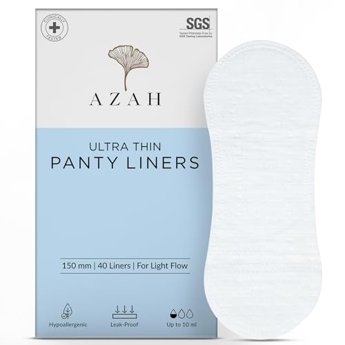 Panty Liners For Women Daily Use By Azah (Pack Of 40) Organic Cotton Pantyliners For Hygienic & Protects Underwear