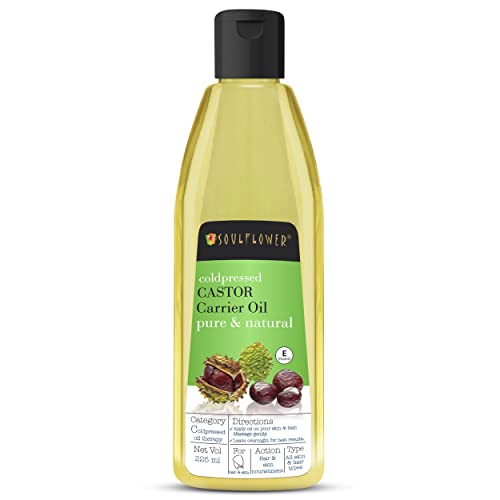 Soulflower Organic Castor Hair Oil Hair Growth, Stronger Hair, Skin Care, Nails, 100% Pure, Natural, Coldpressed, No Mineral Oil & Preservatives, 225Ml
