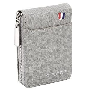 Storite Pu Leather 9 Slot Vertical Credit Debit Card Holder Money Wallet Zipper Coin Purse For Men Women – Silvergrey (11.5 X 2 X 8 Cm)