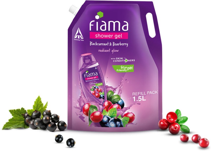 Fiama Body Wash Shower Gel Blackcurrant & Bearberry Value Pouch, For Moisturized Skin(1.5 L)