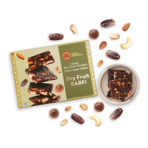 Go Desi Dry Fruits Barfi | 200 Grams Burfi | Indian Sweets Gift Pack | Dates Bar | Anjeer | Khajoor | Nuts | Sweets Indian Mithai