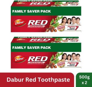 Dabur Red Ayurvedic Paste (Combo Pack 1+1, 500G Each) Toothpaste(1000 G, Pack Of 2)