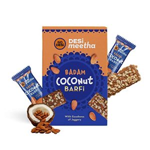 Go Desi Badam Coconut Barfi, 420 Grams Burfi, Rakhi Gift For Sister And Brother, Indian Sweets Gift Pack, Individually Wrapped Burfi, Desi Meetha, Dry Fruits Sweet, Almond Nuts Bar, Sweets Indian Mithai