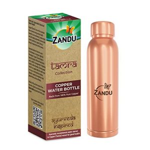 Zandu Copper Bottle (950Ml): 100% Pure Copper |Bpa Free Water Bottle | Copper Infused Water | Leak Proof | Office Bottle | Boosts Immunity| Supports Digestive & Liver Health | Ayurveda Inspired