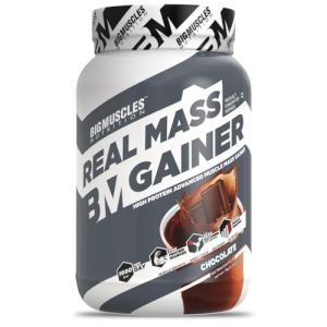 Bigmuscles Nutrition Real Mass Gainer [1Kg, Chocolate] | Lean Whey Protein Muscle Mass Gainer | Complex Carbohydrates, | 1000 Calories | Reduces Muscle Breakdown | Boosts Metabolism