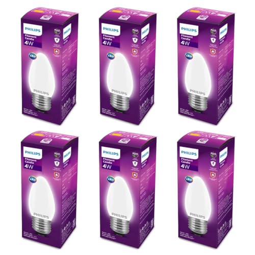 Philips 4-Watt 400-Lumen Frosted Candle E27 Base (Cool White, Pack Of 6) – Decorative, Ambience For Chandeliers, Wall Lights, Desk Lamps, Floor Lamps
