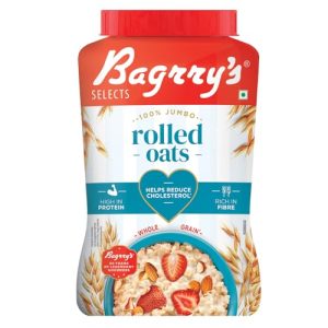 Bagrry’S 100% Jumbo Rolled Oats 1.2Kg Jar | Whole Grain Rolled Oats With High Fibre, Protein | Non Gmo | Healthy Food With No Added Sugar | Diet Food For Weight Management | Premium Rolled Oats | Nutritious & Healthy Breakfast Cereal | Instant Oats