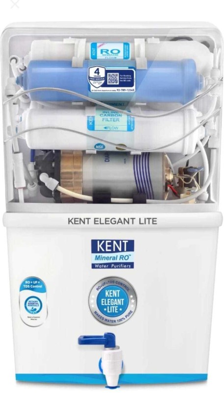 Kent Elegant Lite 8 Ltr 8 L Ro + Uf + Tds Water Purifier Suitable For All – Borewell, Tanker, Municipality Water(White)