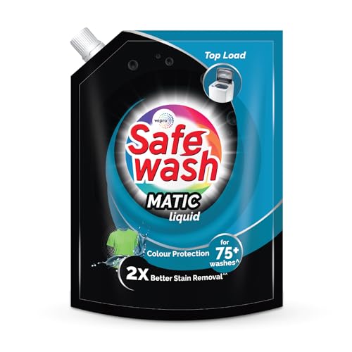 Safewash 8901399079108 Top Load Matic Premium Liquid Detergent With Colour-Protect Technology| 2X Stain Removal | For All Types Of Fabrics| 2L Refill Pouch