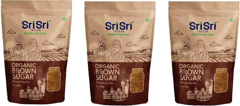 Sri Sri Tattva Brown Sugar, 1Kg Each ( Pack Of 3) Sugar(3 Kg, Pack Of 3)