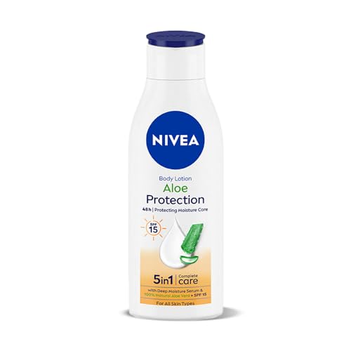 Nivea Aloe Protection Body Lotion 200 Ml | Spf 15 | Aloe Vera Extracts | Dep Moisture Serum | Men And Women | All Skin Type