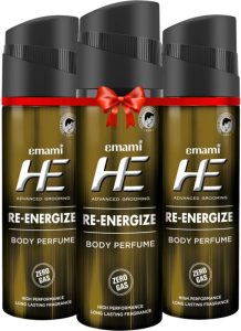 He Re-Energize Deodorant Spray  –  For Men(120 Ml, Pack Of 3)