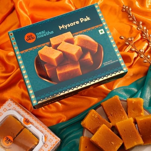 Go Desi Mysore Pak 200 Grams, Rakhi Gift For Sister And Brother, Indian Sweets Gift Pack, Desi Meetha, Sweets Indian Mithai