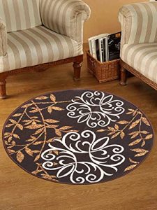 Status Contract Rugs For Living Room|(30″X30″) Printed Round Carpet For Living Room Decor|Anti Skid Backing Home Essentials|Aesthetic Vintage Decor Carpet For Bedroom|Boho Rugs For Living Room (Brown)