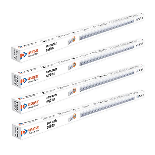 Bajaj Ivora 20W Led Tubelight | 2000 Lm Led Tubelight | Round Led Batten (White, Pack Of 4)