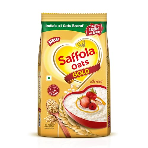 Saffola Oats Gold, Rolled Oats With Jowar Millet | High Protein & Fibre | Healthy Cereal For Weight Loss | 1500G