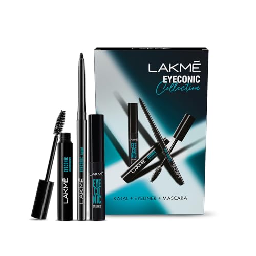 Lakmé Eyeconic Collection-Eye Regime Kit (Kajal Pencil, Mascara & Eye Liner), Black, Glossy Finish