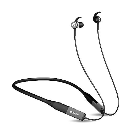 Gizmore Mn219 In-Ear Bluetooth Neckband With Enc Mode I Type-C Quick Charge I Upto 40 Hours Playback I Deep Bass I Ipx4 Water Resistant I Voice Assistant (Grey)