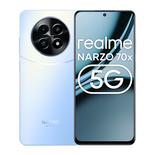 Realme Narzo 70X 5G (Ice Blue, 6Gb Ram,128Gb Storage)|120Hz Ultra Smooth Display|Dimensity 6100+ 6Nm 5G|50Mp Ai Camera|45W Charger In The Box